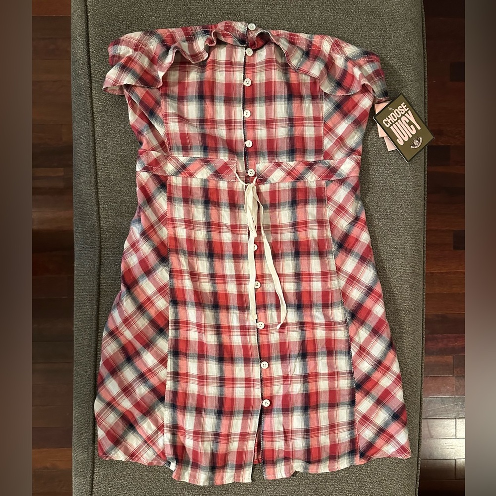 New with tags strapless plaid dress
